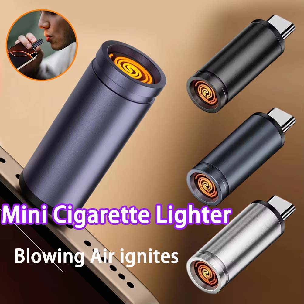 Outdoor Windproof Lighter - ミニタイプC携帯電話用シガーライター エアブロー式シガーライター 屋外用ポータブル防風安全ライター USB C（ガス不要）