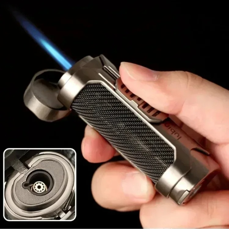 Outdoor Windproof Lighter - LUBINSKI ポータブル金属製防風シガーライター屋外ターボスプレーガンパーソナライズされたブタンガストーチジェットライターメンズギフト
