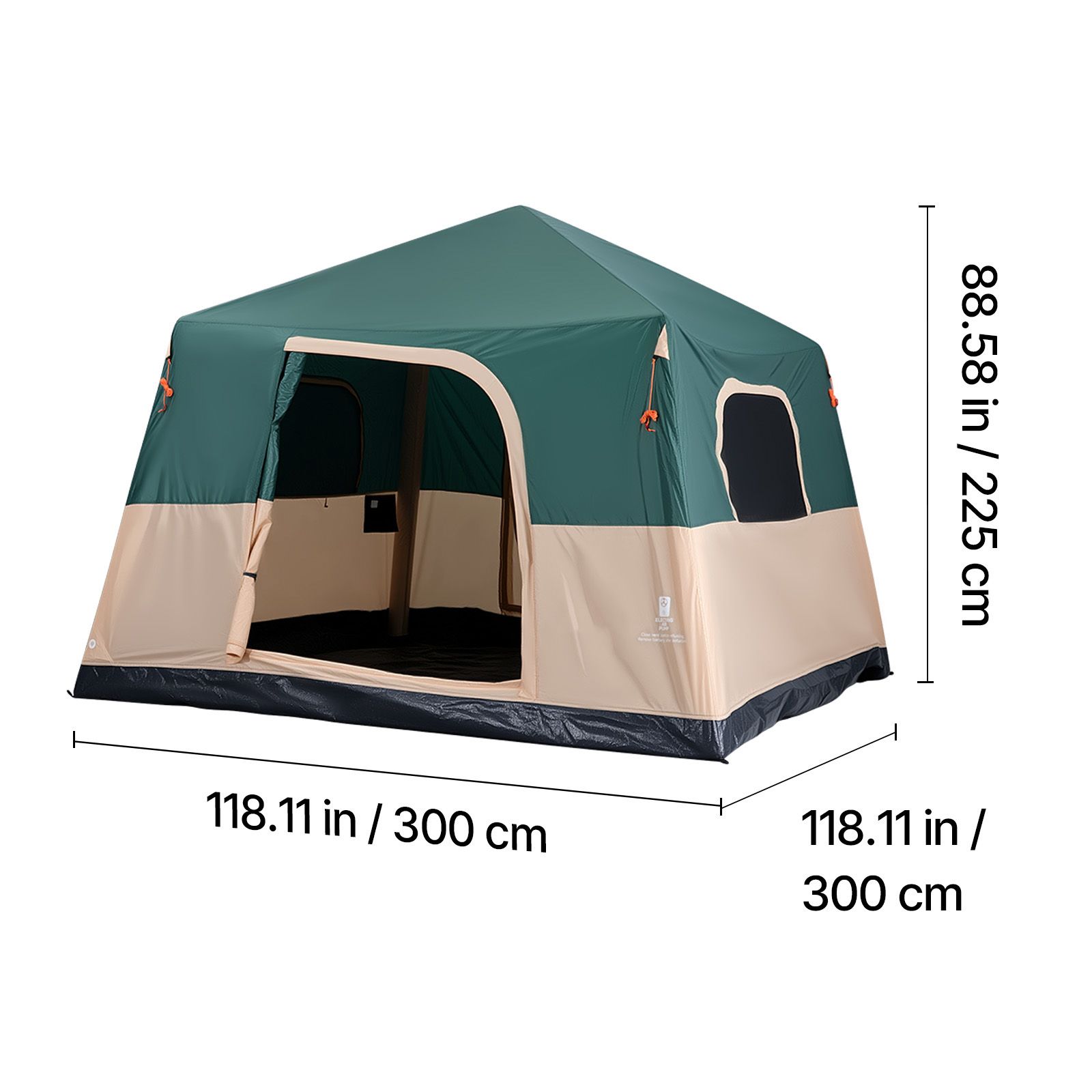 Outdoor Camping On Youtube - キャンプテント、6人用インフレータブルキャビンテント、充電式ポンプ付き、TPUエアチューブ＆4つの大型メッシュ窓、持ち運び簡単設置、防水、キャリーバッグ付き、家族でのアウトドアキャンプ＆ハイキングに最適、グリーン