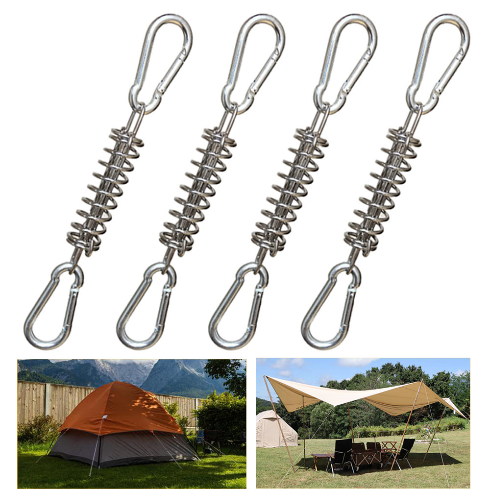 Outdoor Camping Extension Cord - 4/6 個のキャンプテント、ウィンドコード、スプリングバックル、テンショナー、キャンプデッキステーク、カラビナクリップ、オーニングファスナー、固定フック付き