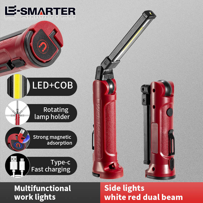 Outdoor Camping Accessories - COB LED ワークライト充電式折りたたみ懐中電灯屋外キャンプ車修理照明ポータブルランプ磁気吊りフック付き