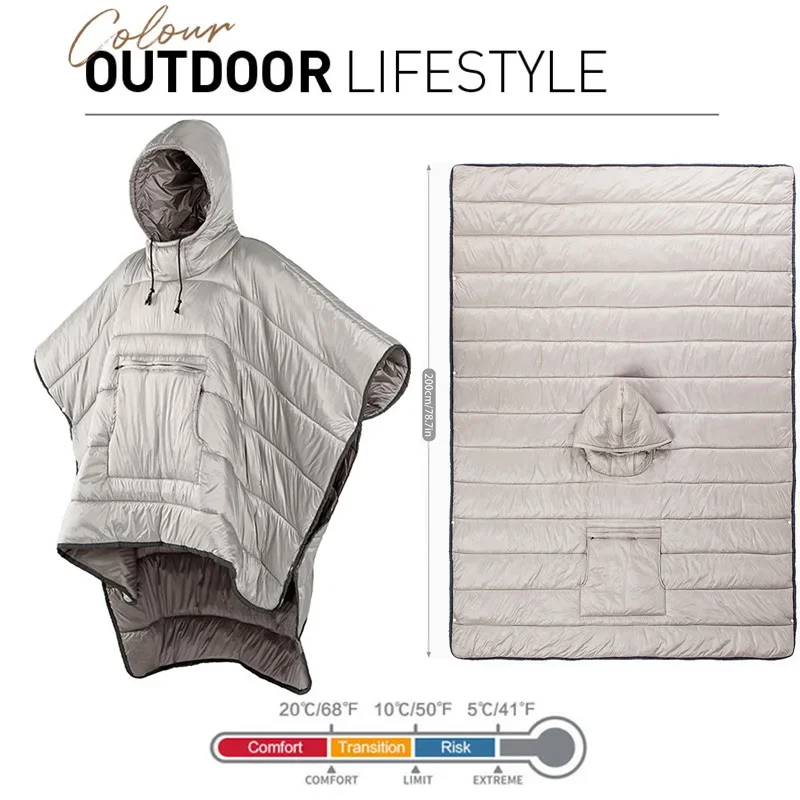 Ultralight Sleeping Bag - アウトドアキャンプ用の超軽量コットンウェアラブル寝袋ポンチョ - ポータブルで暖かく、多用途なキルトデザイン
