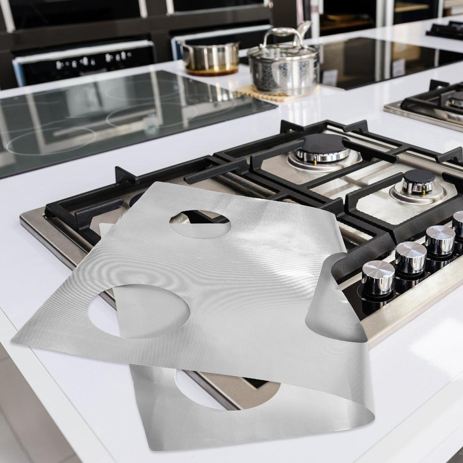 Outdoor Camping Stove - 耐熱性ガスコンロバーナーカバーマット、ノンスティックストーブトッププロテクター、アウトドアグリル、キャンプ、キッチン用、お手入れ簡単