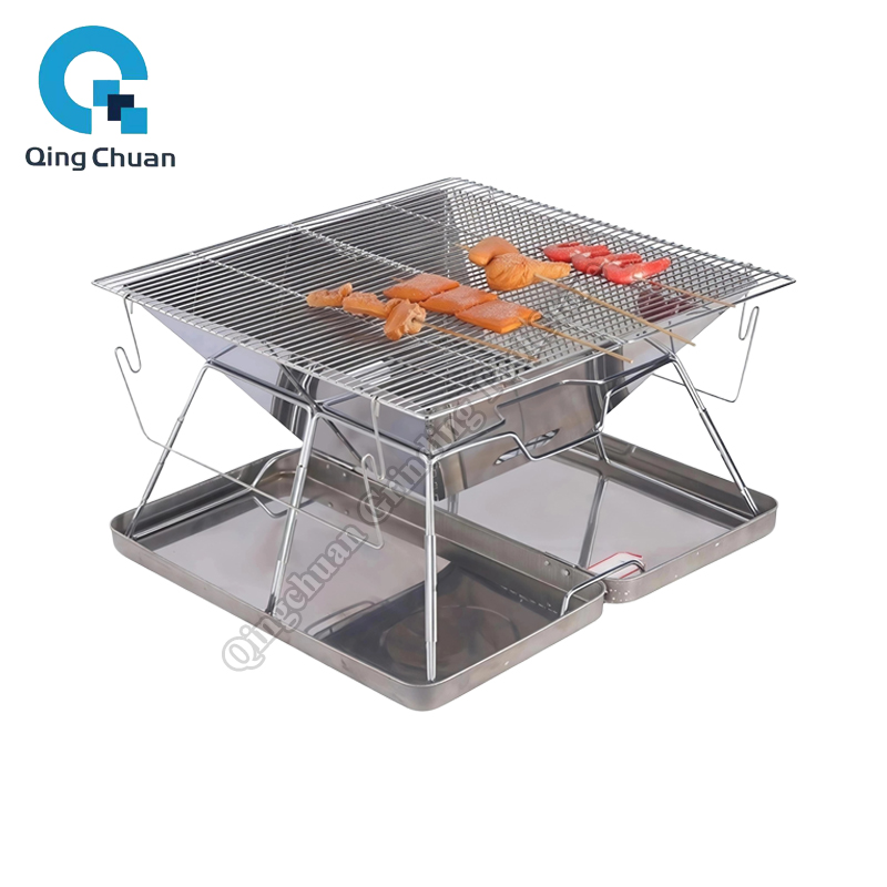 Outdoor Camping Stove - キャンプグリル炭火ストーブ折りたたみ式ステンレス鋼ファイヤーピットグリルバックパッキング用アウトドアクッキングハイキングキャンプピクニックストーブ