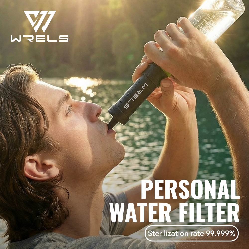 Portable Water Filter - WERLS ハイキング用パーソナルミニ浄水ストロー ポータブルアウトドア浄水器 キャンプ、バックパッキング、旅行、緊急サバイバル用