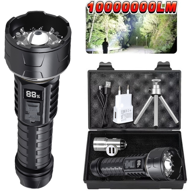 Outdoor Camping Lights - COB LED 懐中電灯充電式ランタン 7 コアキャンプトーチ赤色光警告ランプ三脚を設置可能屋外ハイキング緊急時