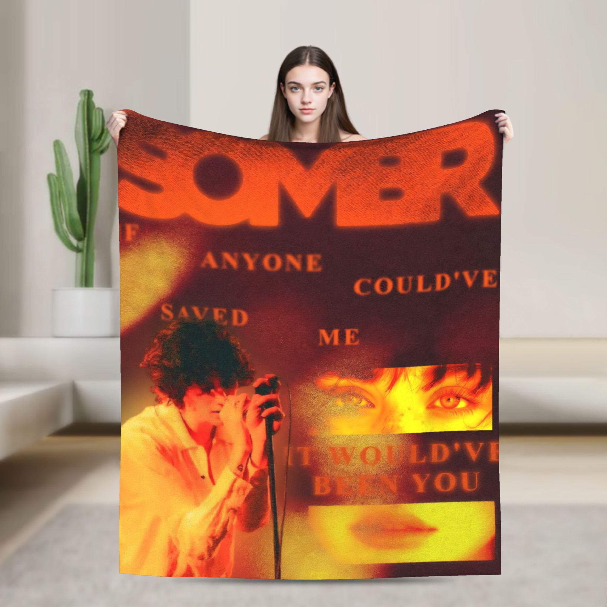 Outdoor Camping Ideas - Sombr 音楽ブランケット キャンプフランネルスローブランケット 屋外用 暖かくて柔らかい カスタマイズされた高品質のベッドカバー