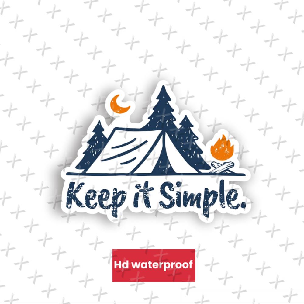 Outdoor Camping Wallpaper - 不規則な形の自己粘着性シンプルデザインビニールバンパーステッカー、テントキャンプやアウトドアアドベンチャー用防水ステッカーF