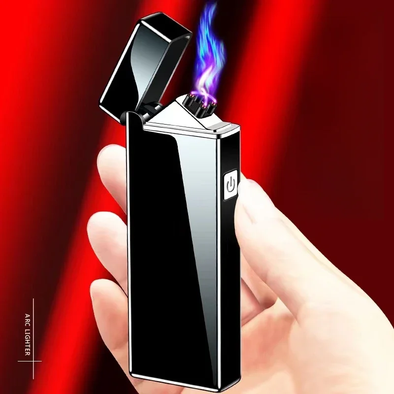 Outdoor Windproof Lighter - 防風電子タバコライター,デュアルアークパルス,USB充電,アウトドアシガーライター,シガレットアクセサリー,メンズギフト,新品