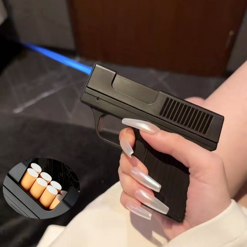 防風 10 パックタバコボックス銃型インフレータブルライター - Outdoor Windproof Lighter のレビューと価格