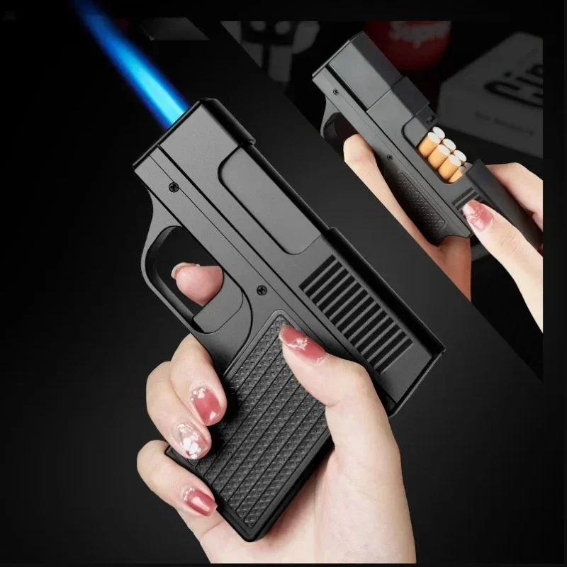 防風 10 パックタバコボックス銃型インフレータブルライター - Outdoor Windproof Lighter のレビューと価格
