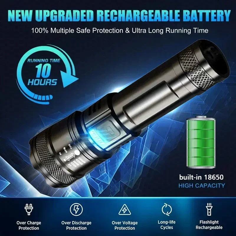 超高輝度 LED 懐中電灯 USB 充電式トーチ伸縮ズームラ - Outdoor Camping Lights のレビューと価格