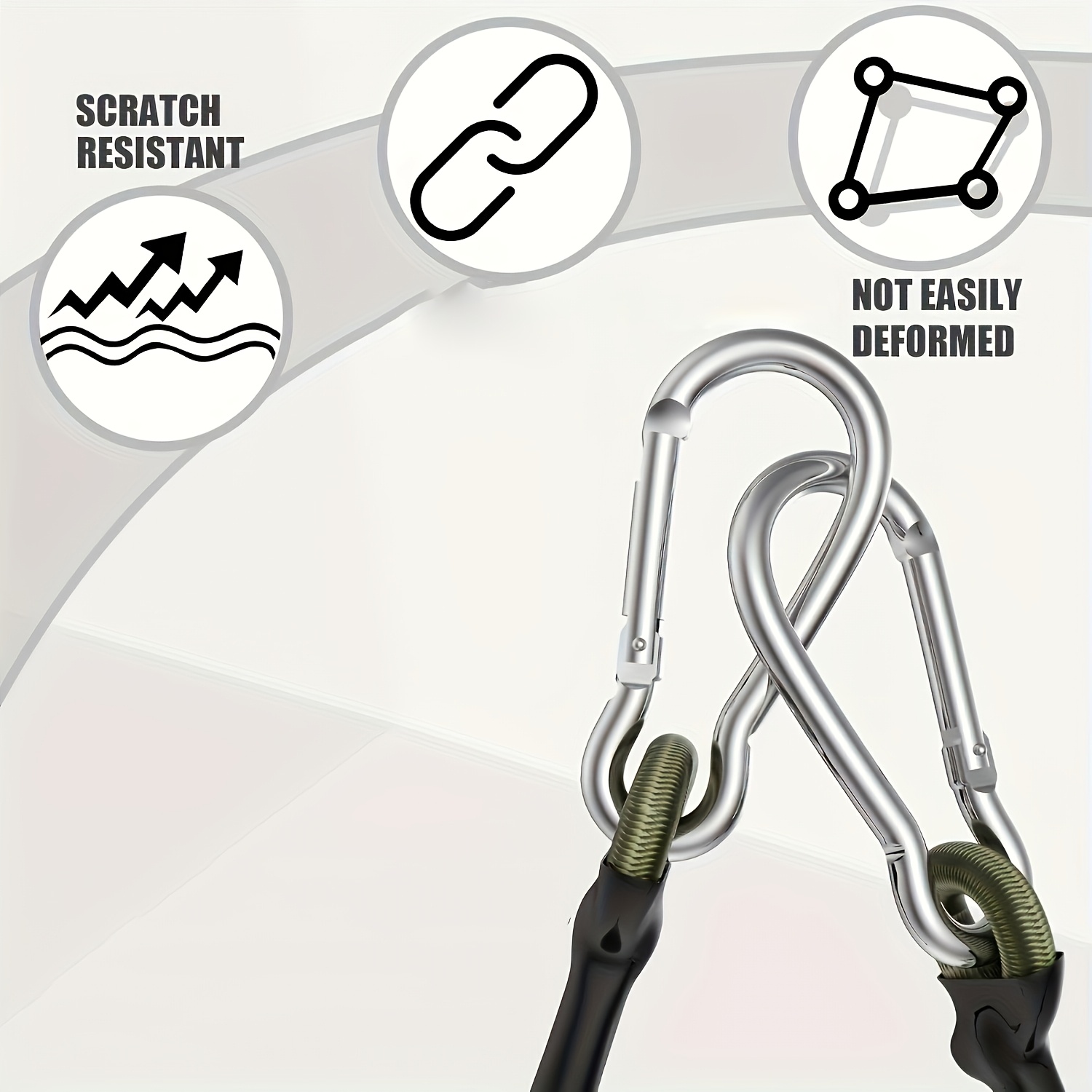 2本組 弾性ロープ アルミフック 8mm 耐衝撃ロープ 柔軟 - Outdoor Camping Extension Cord のレビューと価格