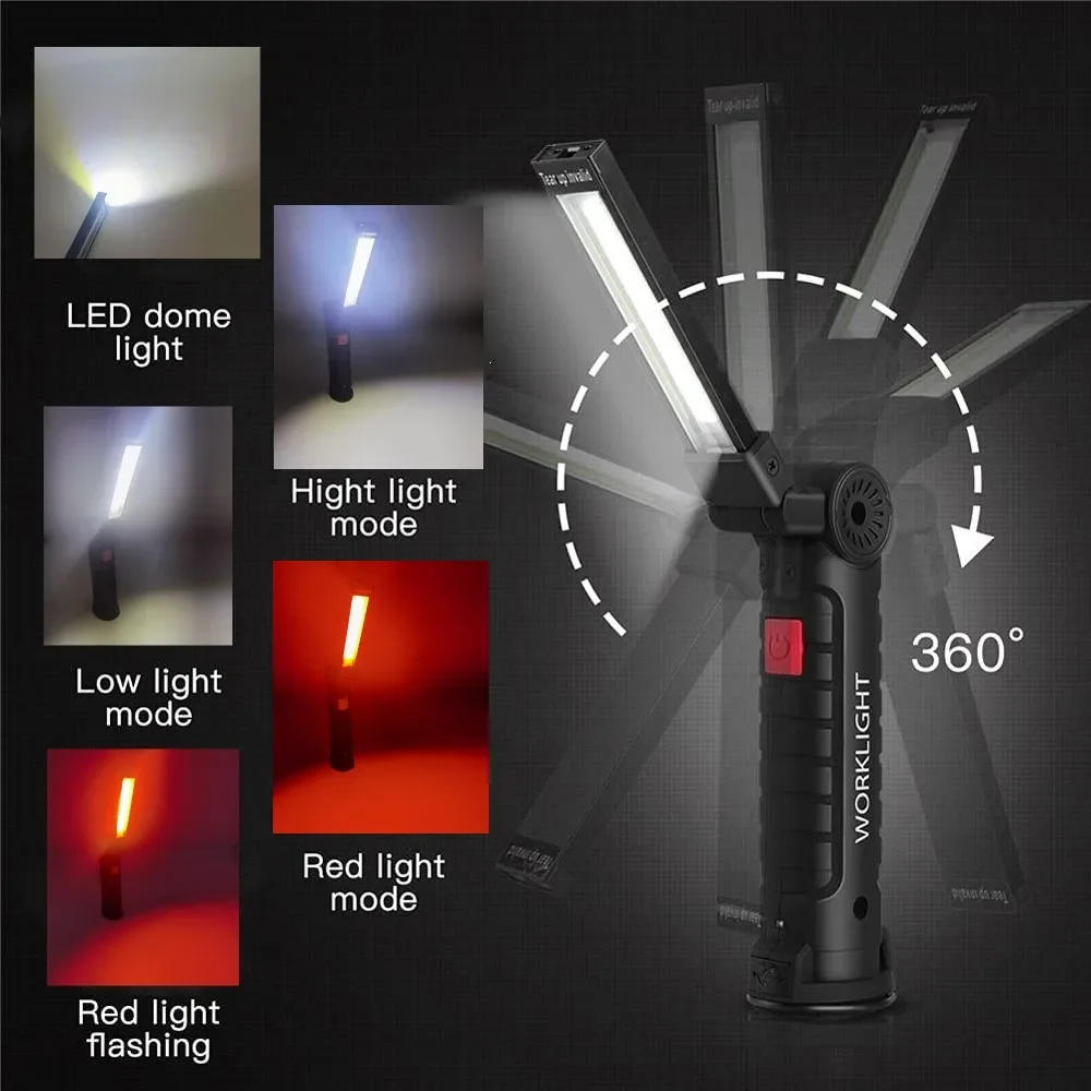 ポータブル COB LED 懐中電灯 USB 充電式ワークラ - Outdoor Camping Lights のレビューと価格
