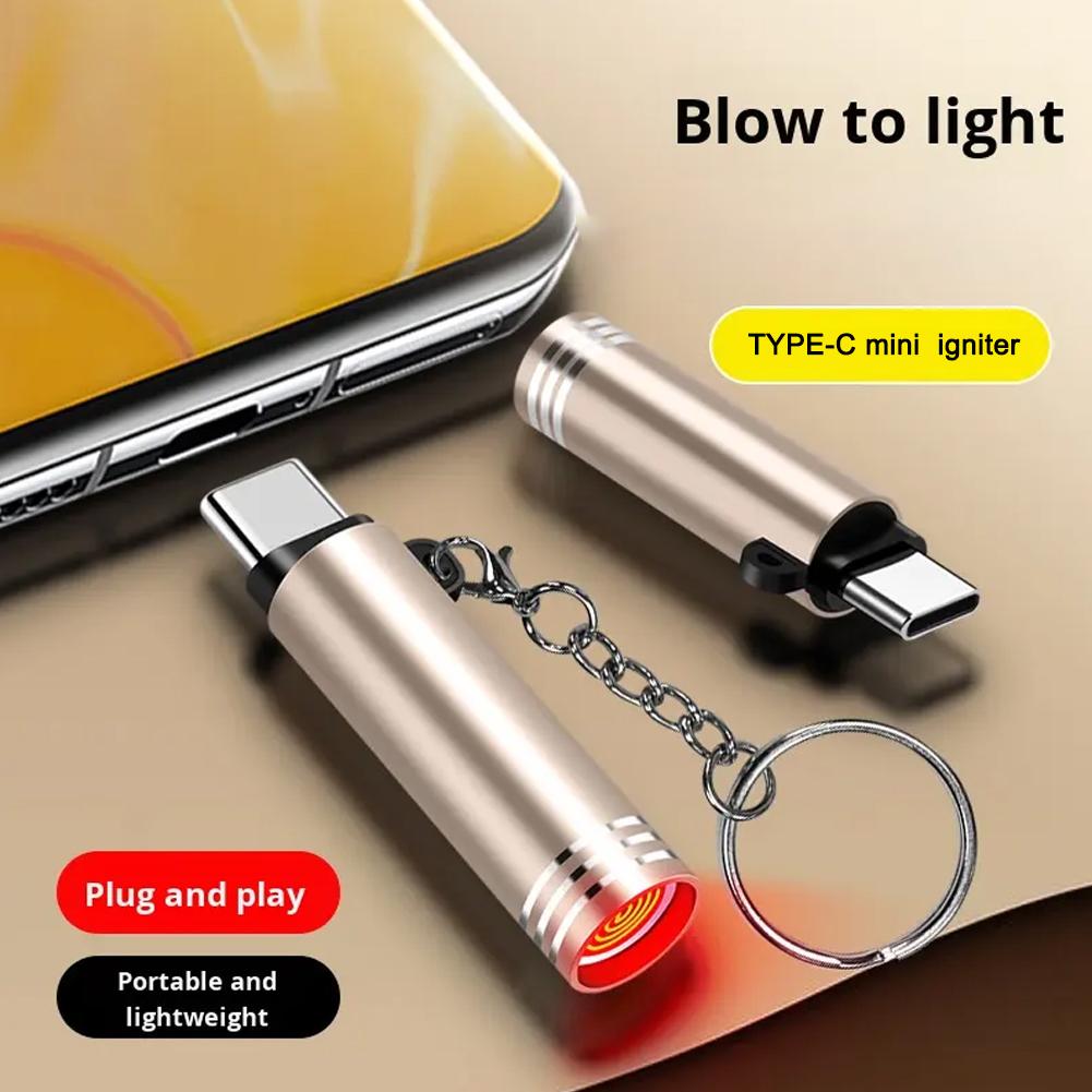 タイプCミニライター、吹き付けで点火、防風、炎なし、電気ライ - Outdoor Windproof Lighter のレビューと価格