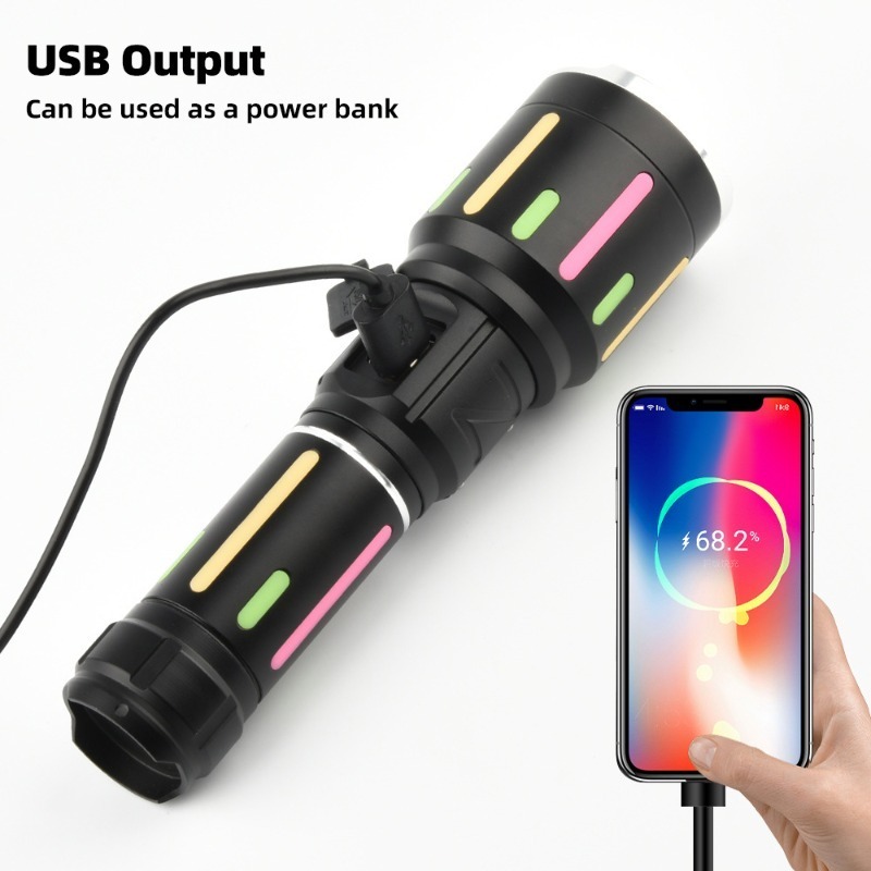ハイパワー白色光蛍光懐中電灯充電式ズーム可能長距離懐中電灯屋 - Outdoor Camping Lights のレビューと価格