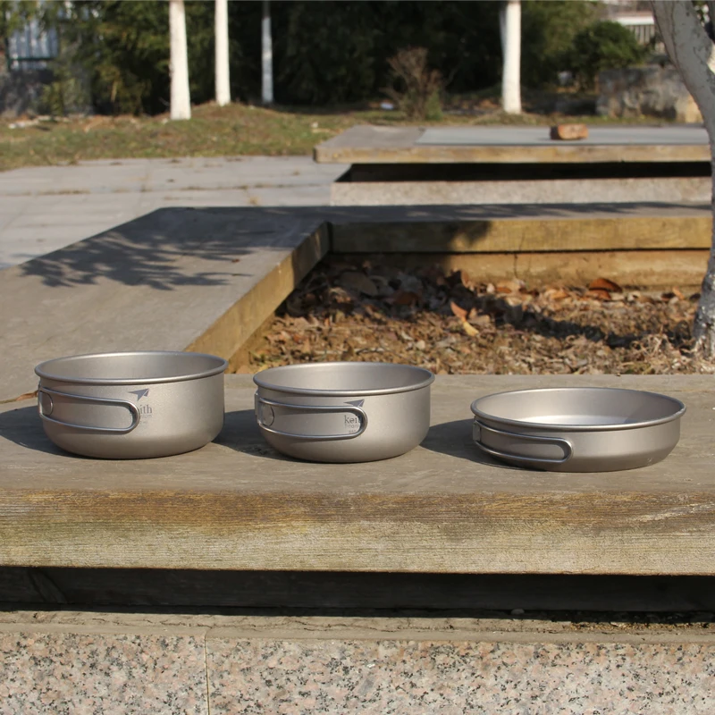 キース 3 個チタン調理器具パンボウルセット折りたたみハンド - Outdoor Camping Cooking Equipment のレビューと価格