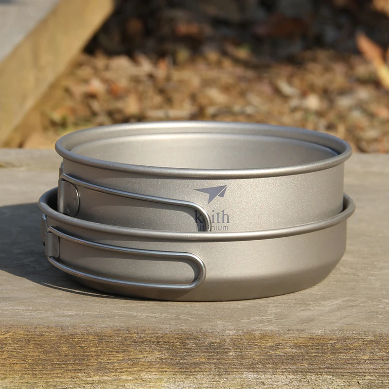 キース 3 個チタン調理器具パンボウルセット折りたたみハンド - Outdoor Camping Cooking Equipment のレビューと価格
