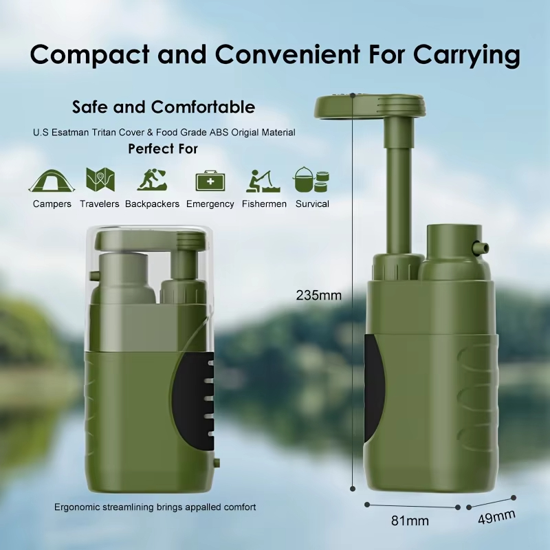 屋外用浄水器 直接飲用ポータブル浄水器 キャンプ用浄水器ポン - Portable Water Filter のレビューと価格