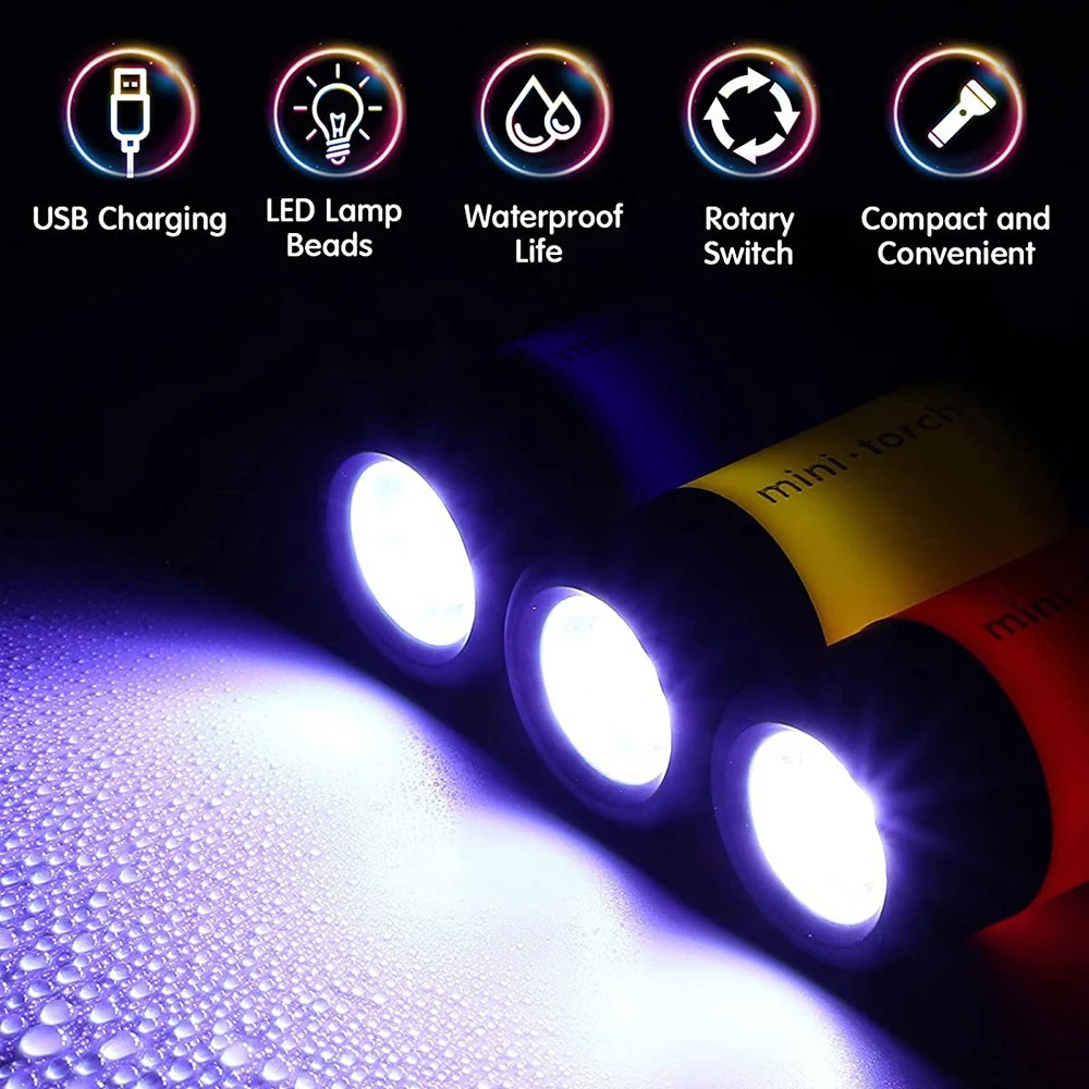 USB 充電式キャンプミニ懐中電灯強力な光ポケットキーホルダ - Outdoor Camping Accessories のレビューと価格