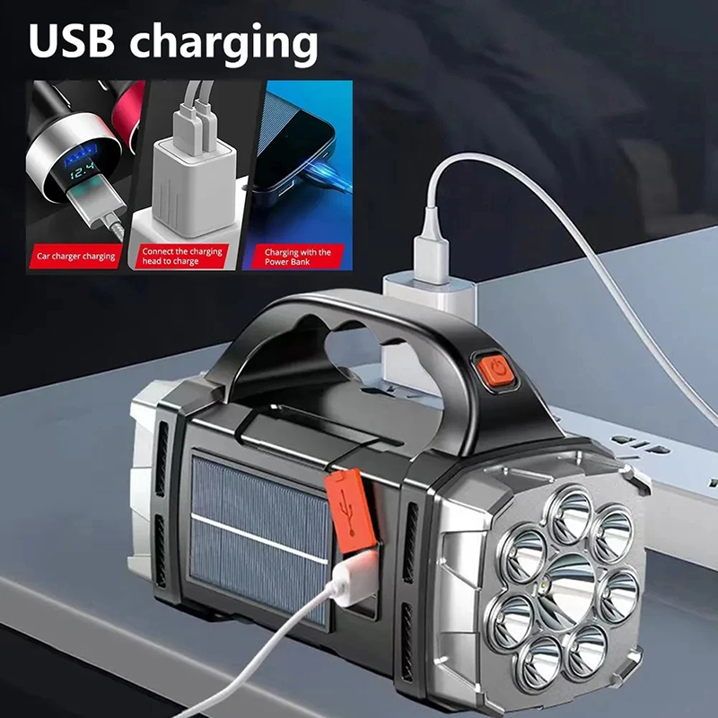 ポータブル強力な USB 充電式懐中電灯ソーラー LED ラ - Outdoor Camping Lights のレビューと価格