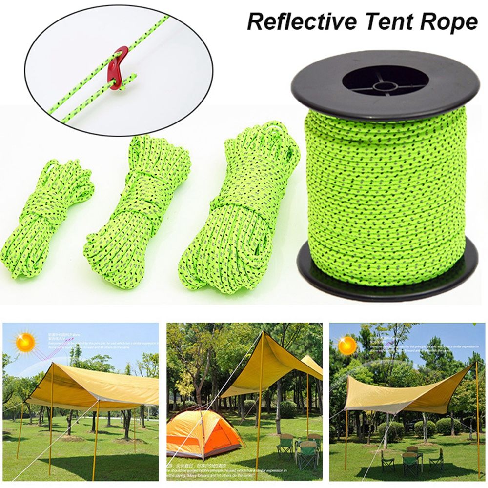テント用反射ナイロンロープ、5/10/20/100m、屋外キ - Outdoor Camping Extension Cord のレビューと価格