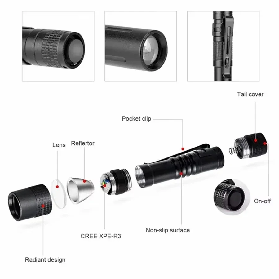 1-4 個ミニポータブル LED ペンライトポケット超高輝度 - Outdoor Camping Accessories のレビューと価格