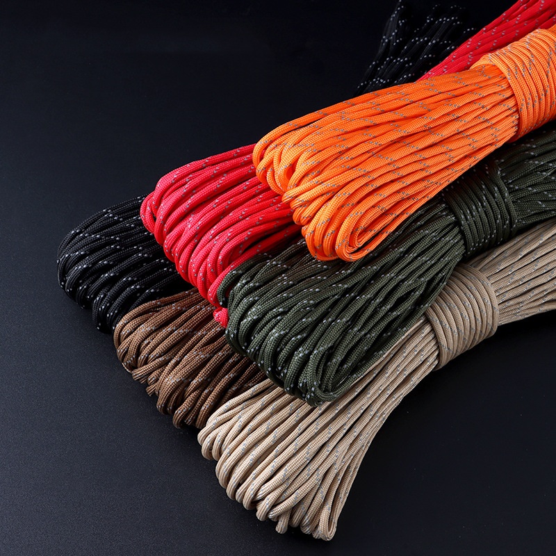 反射パラコード 550 軍事 7 ストランドロープ戦術パラシ - Outdoor Camping Extension Cord のレビューと価格