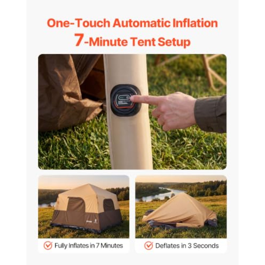 キャンプテント、4/6人用自動膨張式キャビンテント、ファミリ - Outdoor Camping On Youtube のレビューと価格