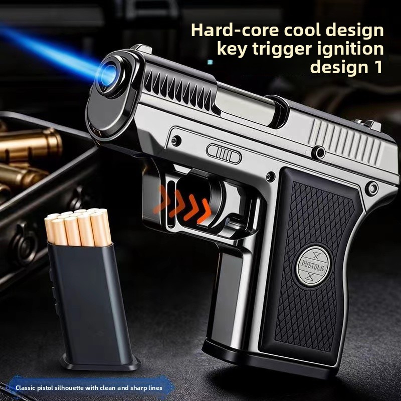 防風ベルト付き3連シガレットケース ピストル型ライター メタ - Outdoor Windproof Lighter のレビューと価格