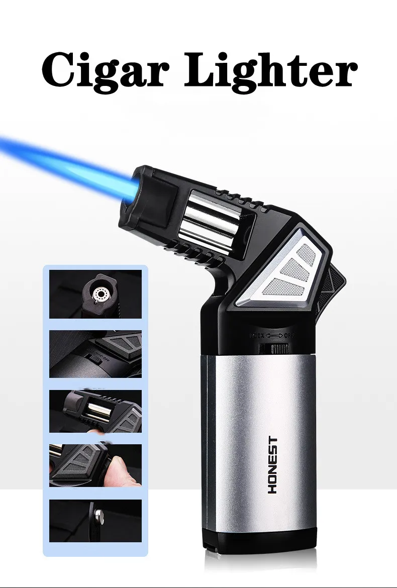 正直なメタルマルチ屋外防風ブタンガスライターターボトーチ青い - Outdoor Windproof Lighter のレビューと価格